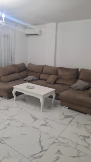 Chaiselongue beige/marrón tela