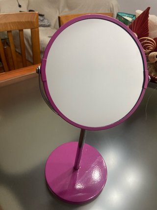 Espejo de tocador rosa y plateado