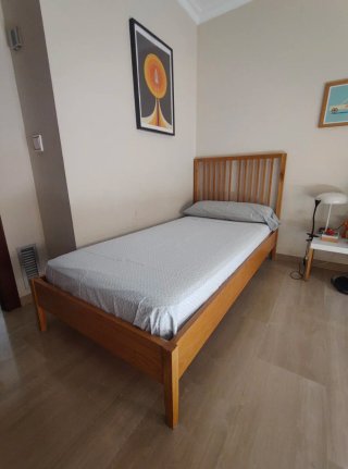 Cama individual de madera roble 90 cm