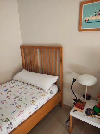 Cama individual de madera roble 90 cm