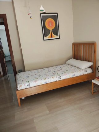 Cama individual de madera roble 90 cm