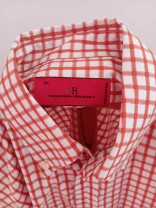 Camisa CH de cuadros naranja y blanco
