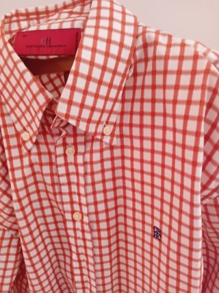 Camisa CH de cuadros naranja y blanco
