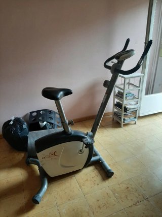 Bicicleta Estática Gris y Negra