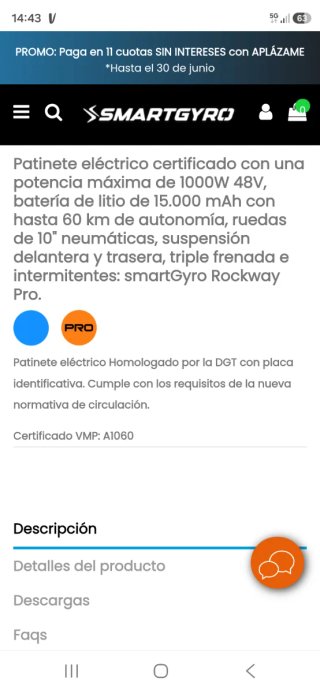 Patinete Eléctrico SmartGyro Pro