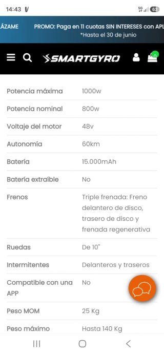Patinete Eléctrico SmartGyro Pro