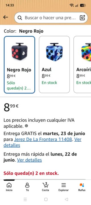Fidget Cube Antiestrés Blanco y Azul
