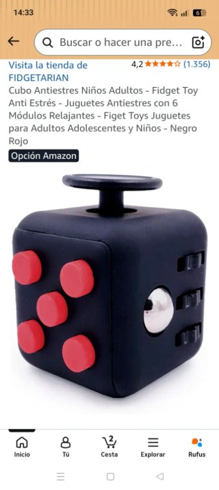 Fidget Cube Antiestrés Blanco y Azul