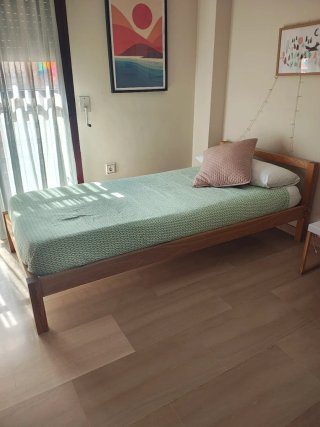 Cama individual de madera 90cm