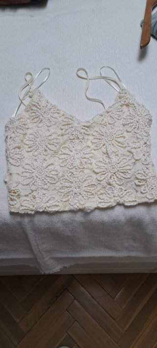 Top Zara Encaje Beige Talla S
