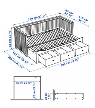Cama diván blanco con 3 cajones + 2 colchones