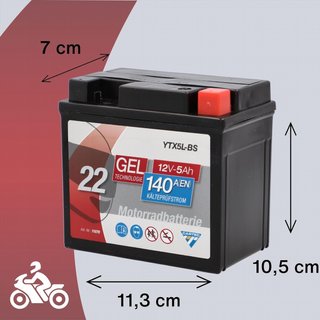 Batería Moto CARTEC YTX5L-BS Gel 5Ah