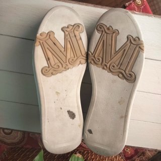 Zapatillas Max Mara Piel Beige y Negra