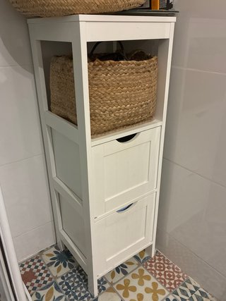 Mueble Auxiliar Baño Blanco Madera