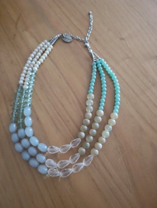 Collar BLISS multicapa azul turquesa blanco
