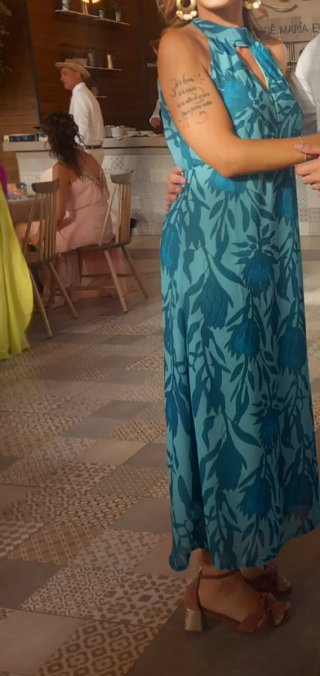 Vestido largo invitada boda verde o azul turquesa