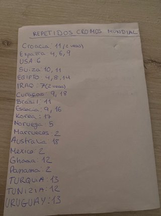 Cromos Mundial Repetidos