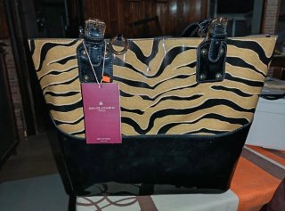 Bolso David Jones Animal Print Beige y Negro