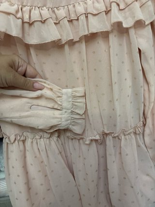 Vestito bambina rosa con pois dorati