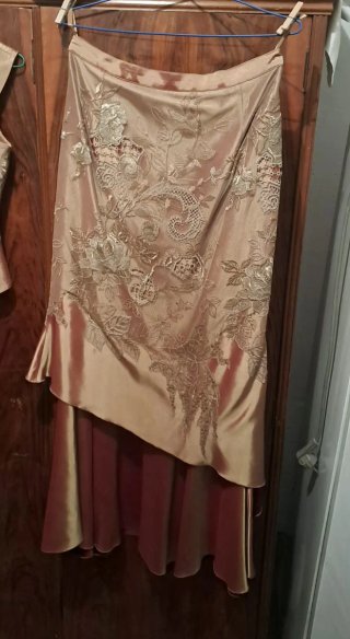 Traje de 3 piezas dorado mujer de seda 100%