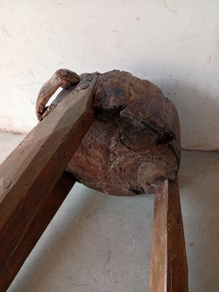 Antiguo tajo de carnicero de madera