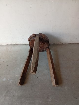 Antiguo tajo de carnicero de madera