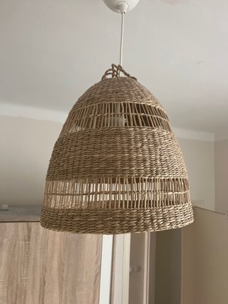 Pantalla lámpara techo ratán IKEA junco TORARED