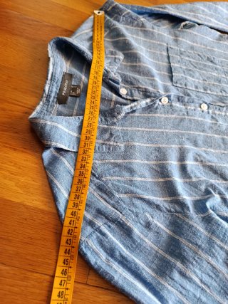Camisa Primark Algodón Lino Rayas Azul