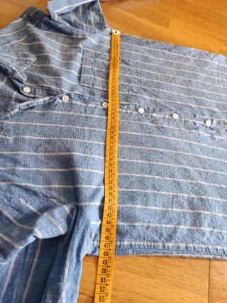 Camisa Primark Algodón Lino Rayas Azul