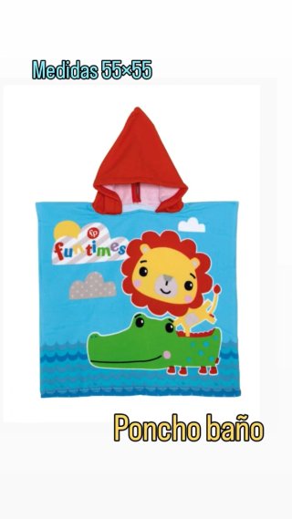 Poncho Toalla Baño Capucha León y cocodrilo 55x55