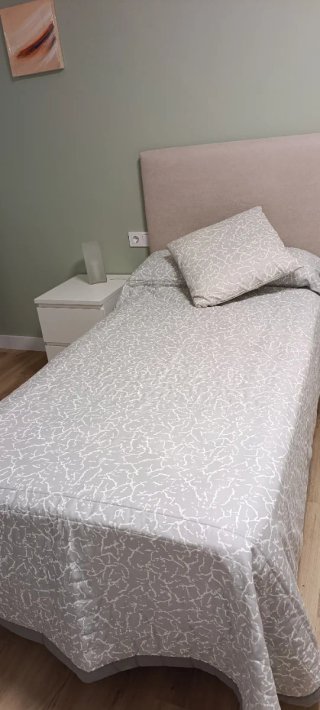 Dos Colchas de  Cama 90 Gris y Blanco con cojin.