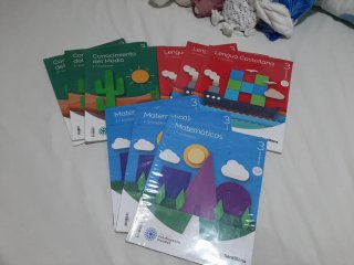 Libros de texto 3° primaria de mate, lengua y cono