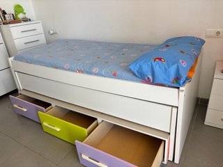 Cama Nido Juvenil Blanca con x3 Cajones
