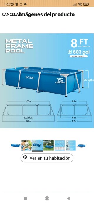 Piscina Intex Desmontable Rectangular Azul