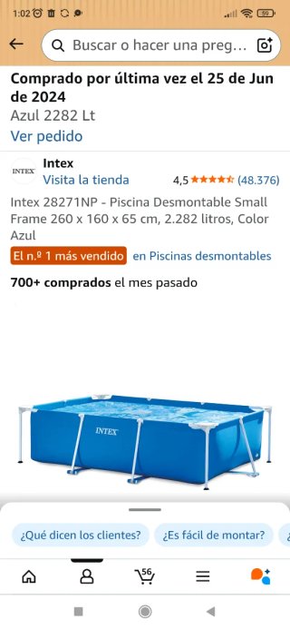 Piscina Intex Desmontable Rectangular Azul