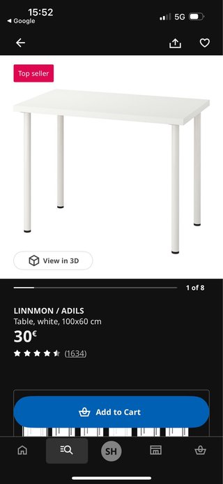 Mesa de escritorio blanca Ikea Linnmon