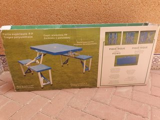 Mesa Picnic Portátil Plegable Azul