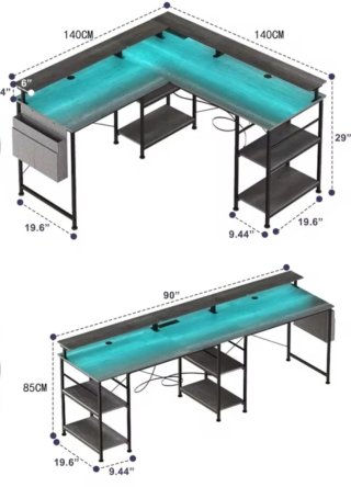 Mesa de esquina madera y metal