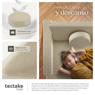 Sofá de juegos 8 piezas, disposición flexible apilable beige