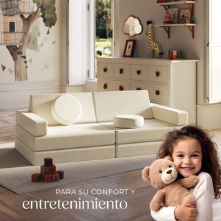 Sofá de juegos 8 piezas, disposición flexible apilable beige