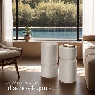 Juego de 2 mesas auxiliares diseño robusto 28 x 54,5 cm blanco
