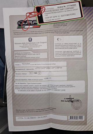 Escape GPR YAMAHA FZ6 S1 S2