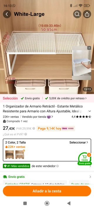 Estantería Organizador Metálico Ajustable