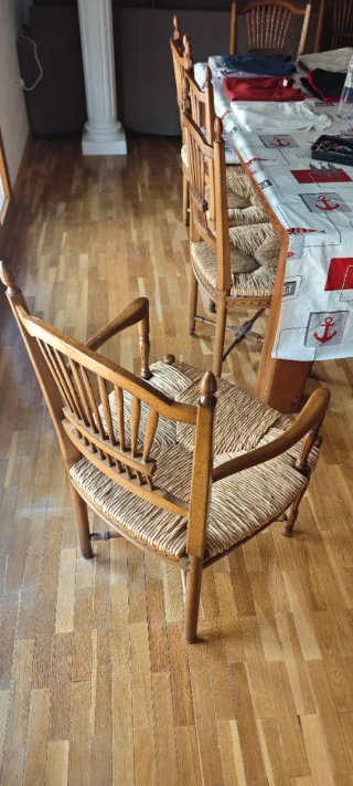 Sillón rústico madera y enea