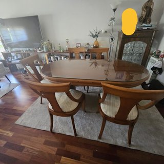 Mesa comedor extensible madera y cristal