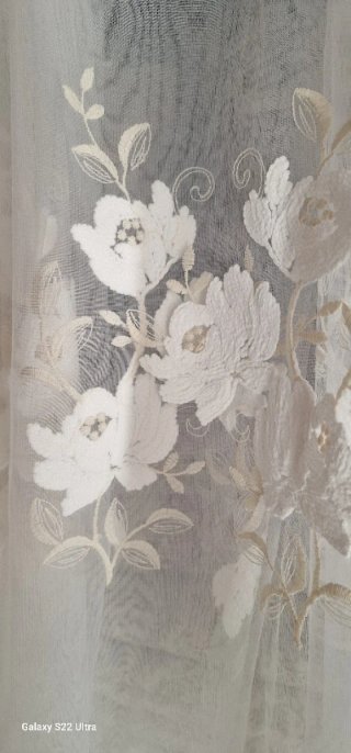 Tenda Shabby Chic Beige/Bianco Ricamata