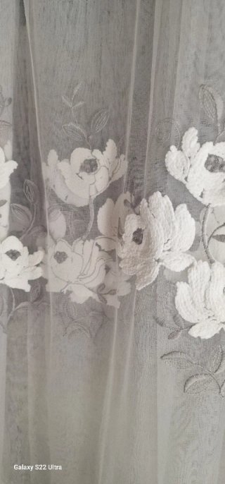 Tenda Shabby Chic Beige/Bianco Ricamata