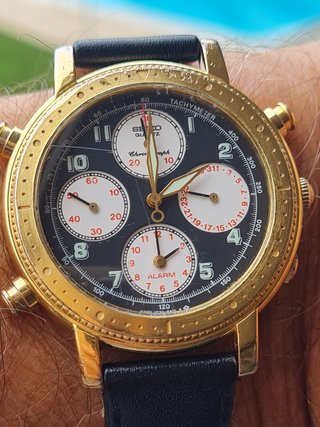 Orologio da uomo Seiko cronografo al quarzo dorato
