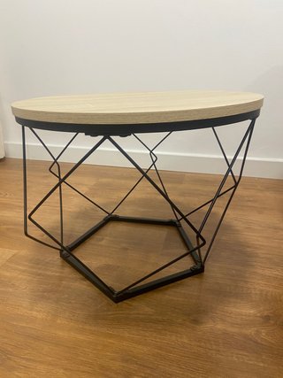 Mesa auxiliar redonda metal y madera