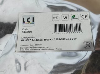 Tira 180 LED flexible LCI 5546523 IP67 24V 3000K